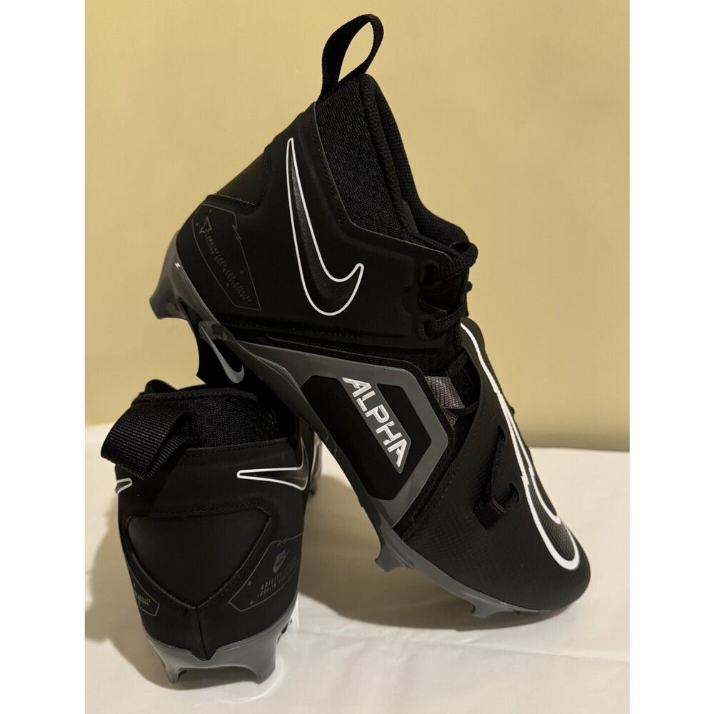 Nike Alpha Menace Pro 3 NEW! Black White Gray Football Cleats Mens 11.5 - Picture 1 of 9